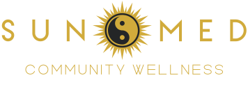 Sun Med Community Wellness Company Logo with Line Footer